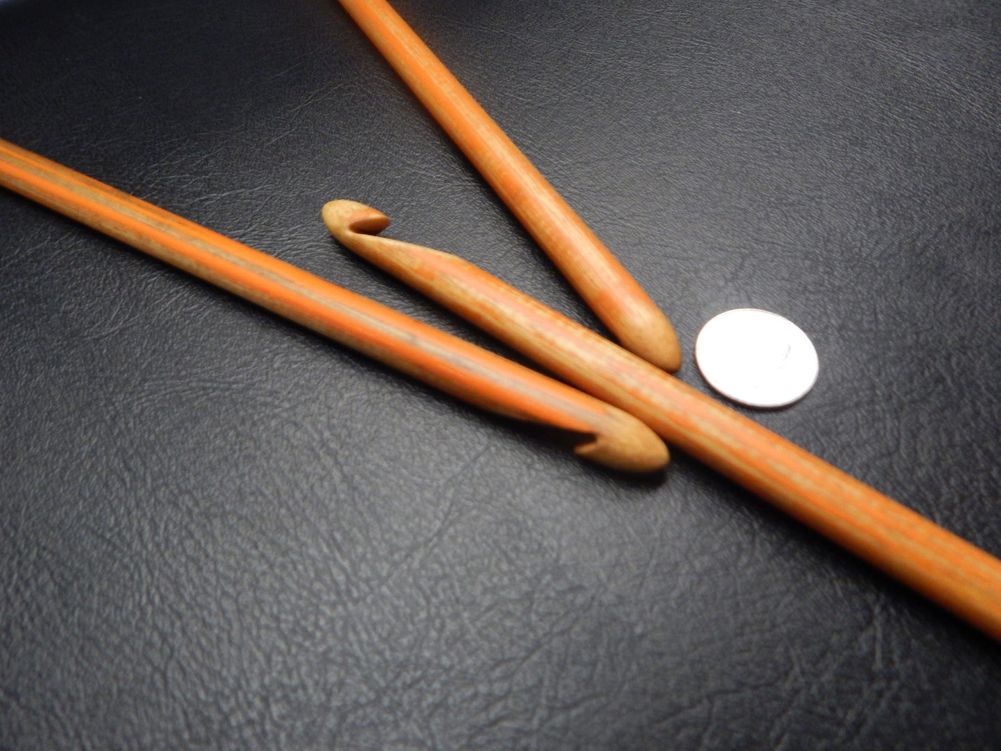 11 mm Orange Rag Rug Crochet Hook  (Reclaimed Wood) "N" or "O" hook