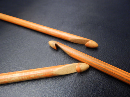 11 mm Orange Rag Rug Crochet Hook  (Reclaimed Wood) "N" or "O" hook